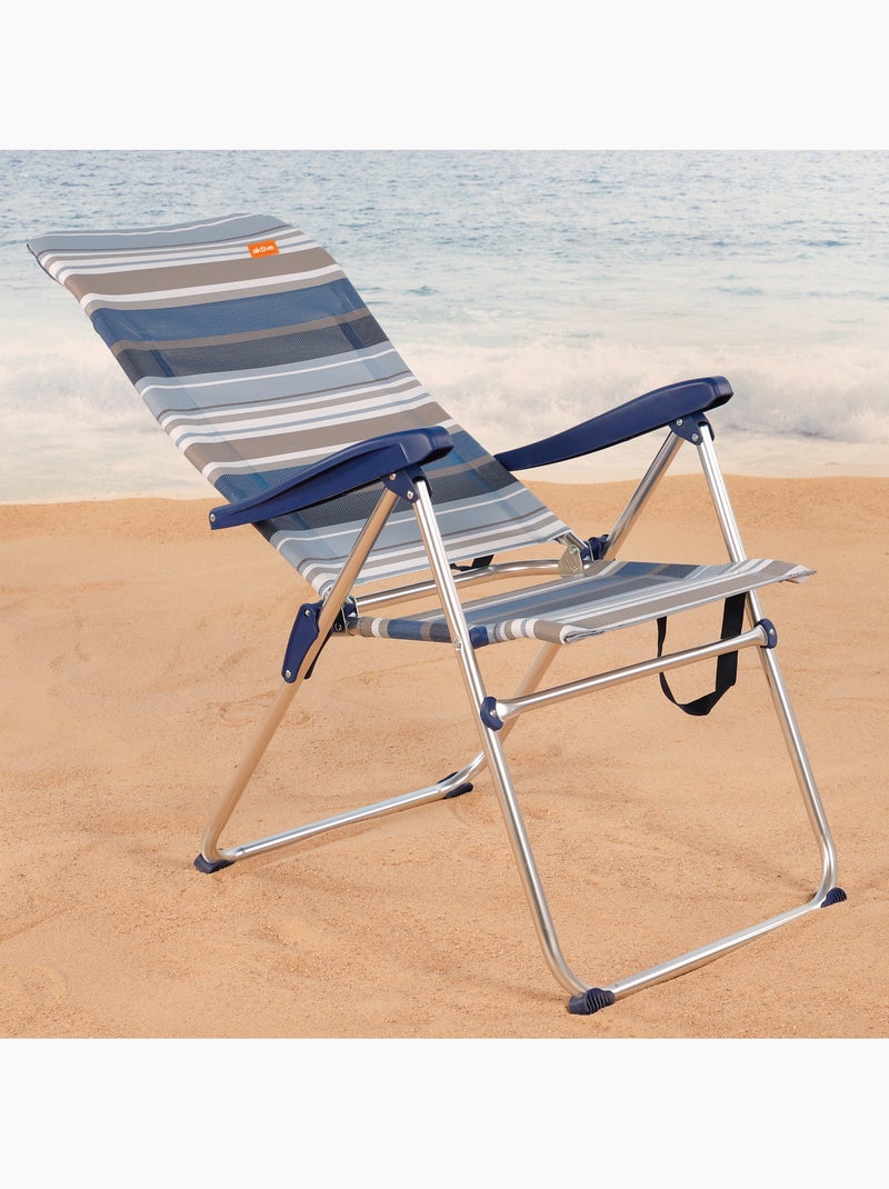 Opklapbare strandstoel, 5 standen aktive Blauw - Kiabi