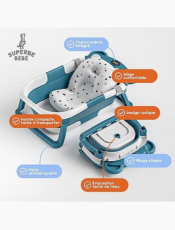 Opvouwbaar babybadje - Inclusief thermometer en badkussen - BEAR | SUPERBE BEBE