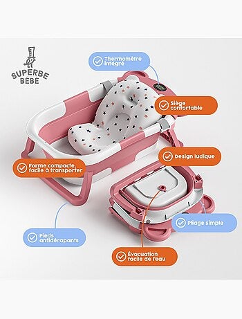 Opvouwbaar babybadje - Inclusief thermometer en badkussen - BEAR | SUPERBE BEBE