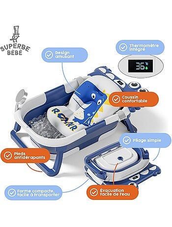 Opvouwbaar babybadje - Inclusief thermometer en badkussen - DINO | SUPERBE BEBE