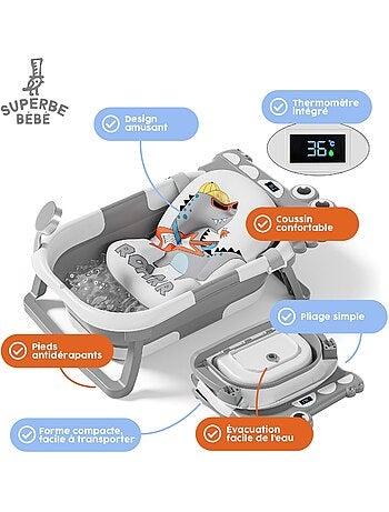 Opvouwbaar babybadje - Inclusief thermometer en badkussen - DINO | SUPERBE BEBE