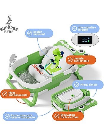 Opvouwbaar babybadje - Inclusief thermometer en badkussen - DINO | SUPERBE BEBE