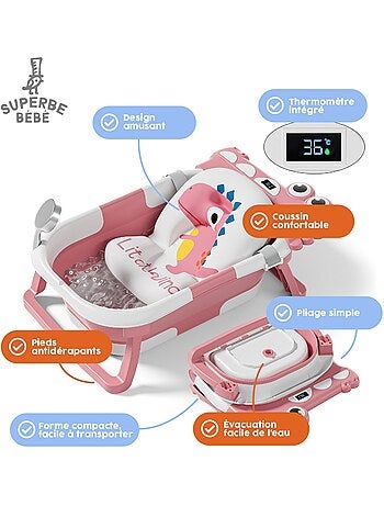 Opvouwbaar babybadje - Inclusief thermometer en badkussen - DINO | SUPERBE BEBE