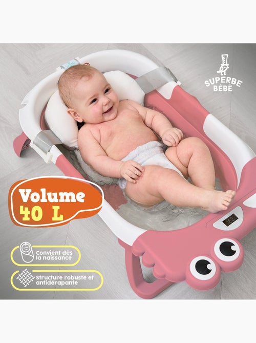 Opvouwbaar babybadje - Inclusief thermometer en badkussen - DINO | SUPERBE BEBE - Kiabi Opvouwbaar babybadje - Inclusief thermometer en badkussen - DINO | SUPERBE BEBE - Kiabi