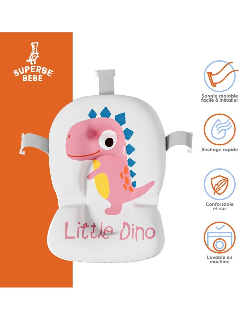 Opvouwbaar babybadje - Inclusief thermometer en badkussen - DINO | SUPERBE BEBE Roze - Kiabi