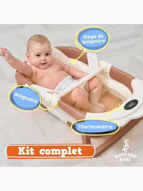 Opvouwbaar babybadje - Inclusief thermometer en badkussen - LION | SUPERBE BEBE - Kiabi Opvouwbaar babybadje - Inclusief thermometer en badkussen - LION | SUPERBE BEBE - Kiabi