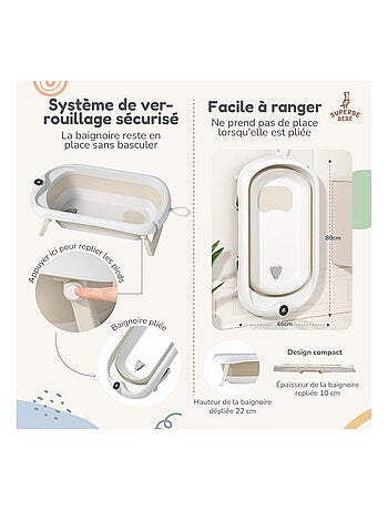 Opvouwbaar babybadje - Inclusief thermometer en badkussen | SUPERBE BEBE