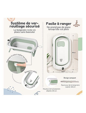 Opvouwbaar babybadje - Inclusief thermometer en badkussen | SUPERBE BEBE