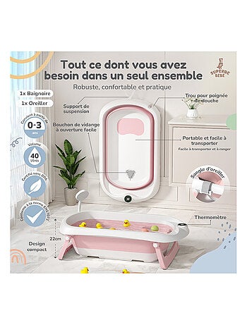 Opvouwbaar babybadje - Inclusief thermometer en badkussen | SUPERBE BEBE