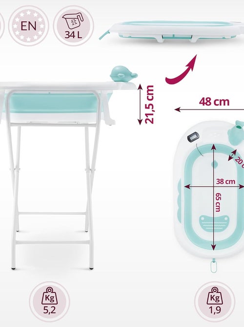 Opvouwbaar babybadje met thermometer, inzetstuk en standaard – 0+ - Kiabi