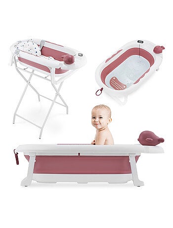 Opvouwbaar babybadje met thermometer, inzetstuk en standaard