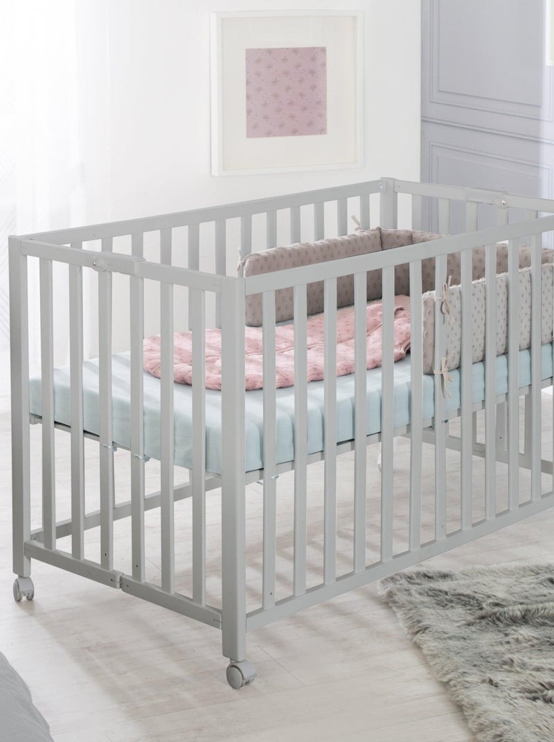 Opvouwbaar babybed 60 x 120 met wieltjes en in hoogte verstelbaar 'Fold Up' ROBA Taupegrijs - Kiabi