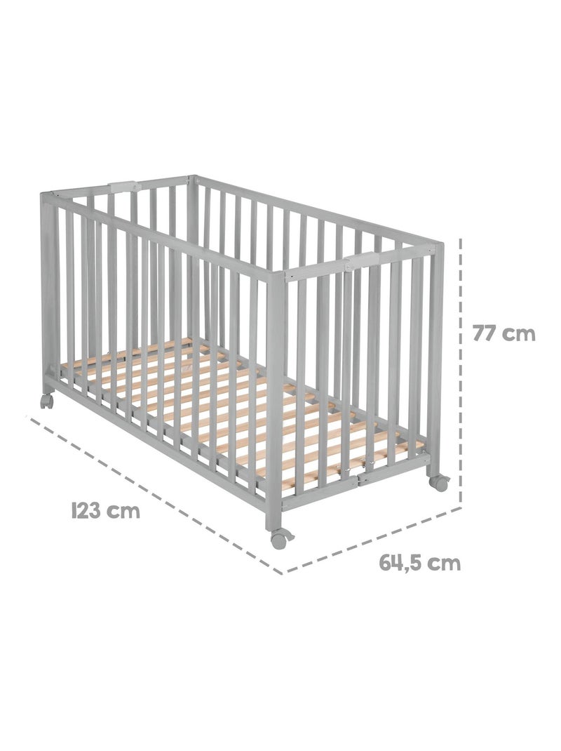 Opvouwbaar babybed 60 x 120 met wieltjes en in hoogte verstelbaar 'Fold Up' ROBA Taupegrijs - Kiabi