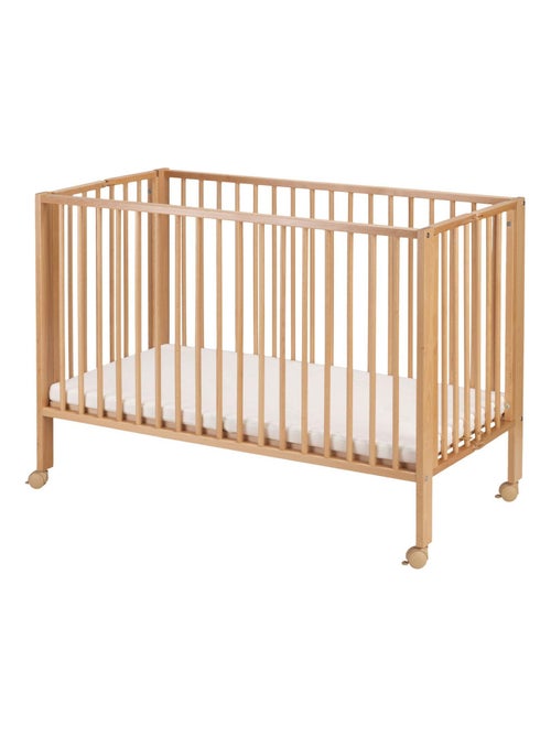 Opvouwbaar babybed 60x120 cm met matras, natuurlijk hout - Kiabi