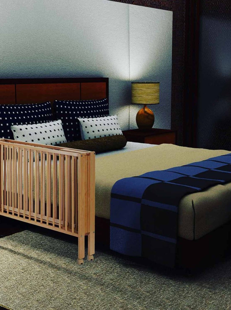 Opvouwbaar babybed 60x120 cm met matras, natuurlijk hout Bruin - Kiabi