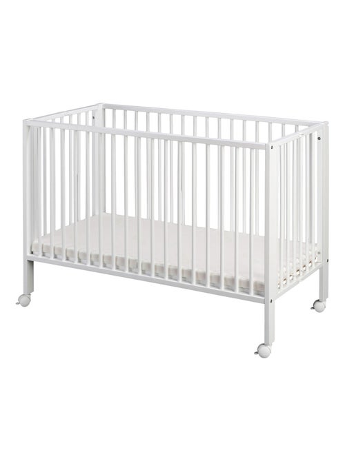 Opvouwbaar kinderbed 60x120 cm met matras, wit - Kiabi