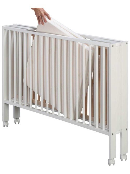 Opvouwbaar kinderbed 60x120 cm met matras, wit - Kiabi