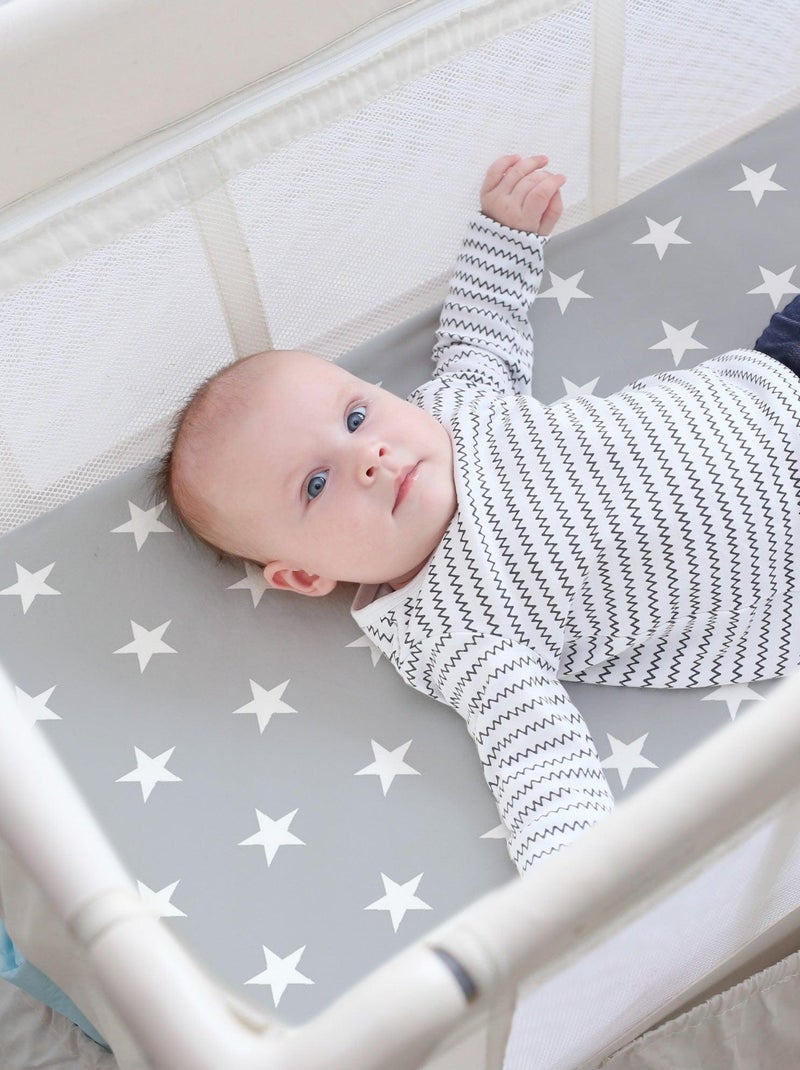 Opvouwbaar reismatras met print + draagtas 'Little Stars' ROBA Grijs Wit - Kiabi