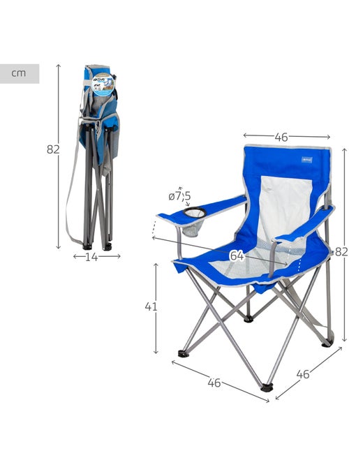 Opvouwbare campingstoel met bekerhouder en ademende rugleuning aktive - Kiabi Opvouwbare campingstoel met bekerhouder en ademende rugleuning aktive - Kiabi