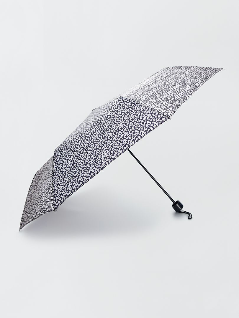 Opvouwbare donkerblauwe paraplu bloemen - Kiabi
