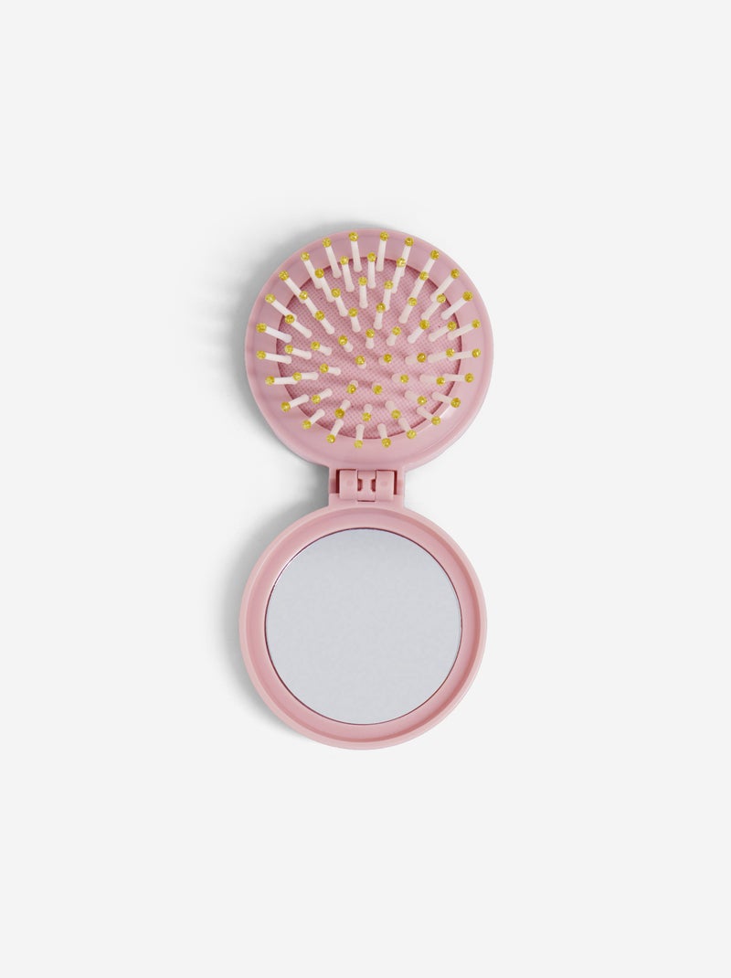 Opvouwbare haarborstel met spiegel Rose - Kiabi