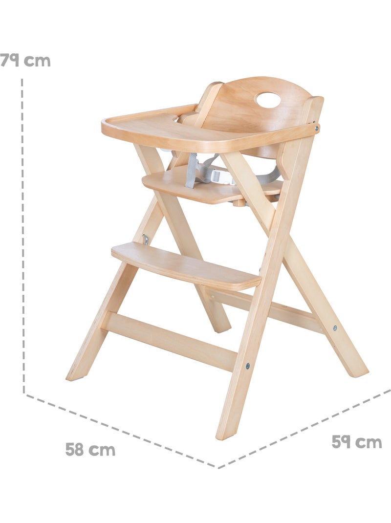 Opvouwbare kinderstoel met afneembaar eetblad 'Fold Up Smart' ROBA Natuurlijk hout - Kiabi
