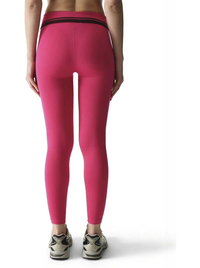 Opvouwbare legging met hoge taille penti Fluorroze/Solinotes - Kiabi