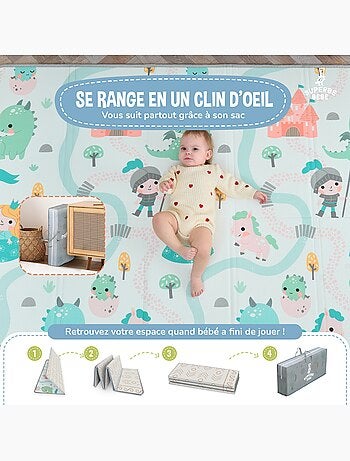 Opvouwbare omkeerbare waterdichte schuim speelmat - 180x150x1 - CASTLE | SUPERBE BEBE