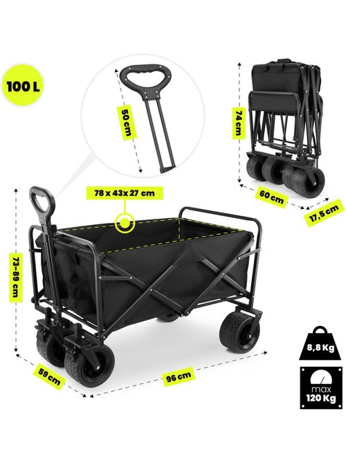 Opvouwbare transportkar hypermotion 100 l – tot 120 kg - Kiabi Opvouwbare transportkar hypermotion 100 l – tot 120 kg - Kiabi