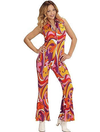 Orchidee in jumpsuit, jaren 70-kostuum