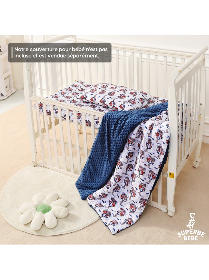 Oreiller avec taie inclus - Coton OEKO-TEX | SUPERBE BEBE Blanc Bleu - Kiabi