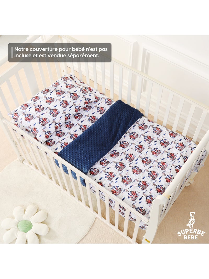 Oreiller avec taie inclus - Coton OEKO-TEX | SUPERBE BEBE Blanc Bleu - Kiabi