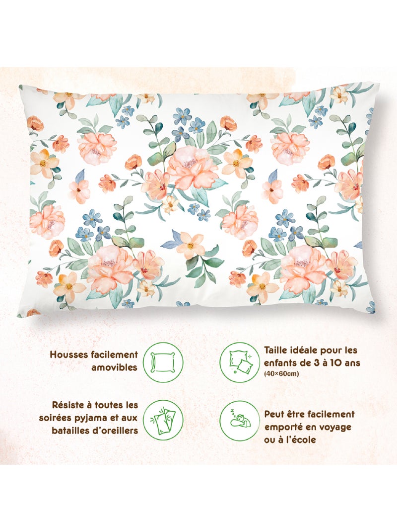 Oreiller avec taie inclus - Coton OEKO-TEX | SUPERBE BEBE Blanc Rose Bleu - Kiabi