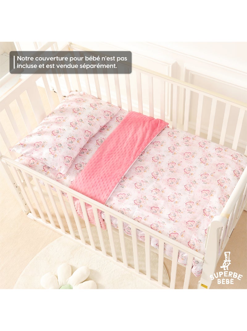 Oreiller avec taie inclus - Coton OEKO-TEX | SUPERBE BEBE Blanc Rose - Kiabi