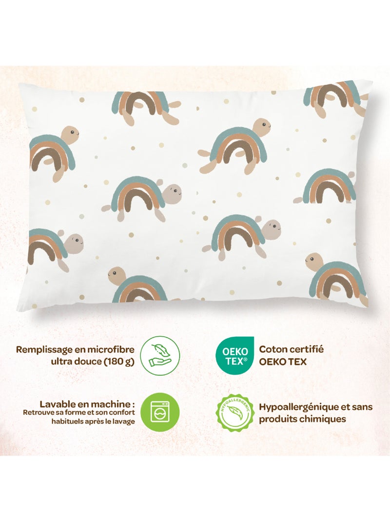 Oreiller avec taie inclus - Coton OEKO-TEX | SUPERBE BEBE Bleu canard - Kiabi