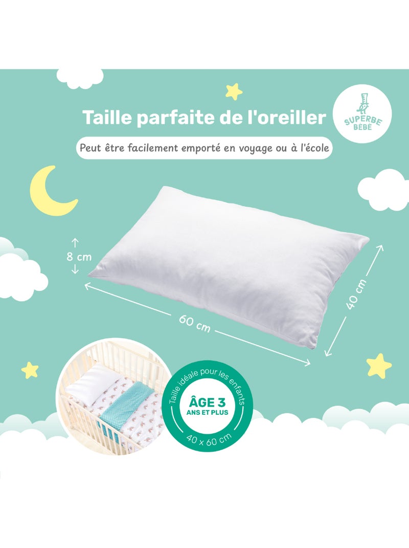 Oreiller enfant 33x45 | SUPERBE BEBE Blanc - Kiabi