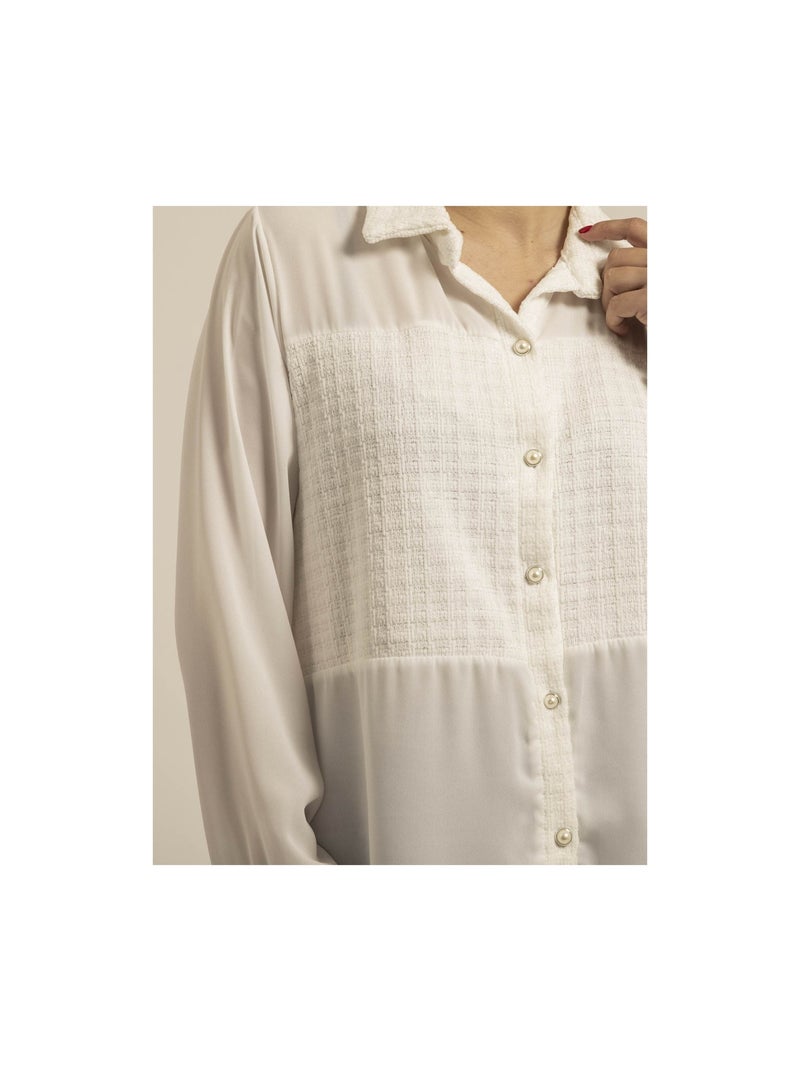 Orenza voile tweed overhemd Wit - Kiabi