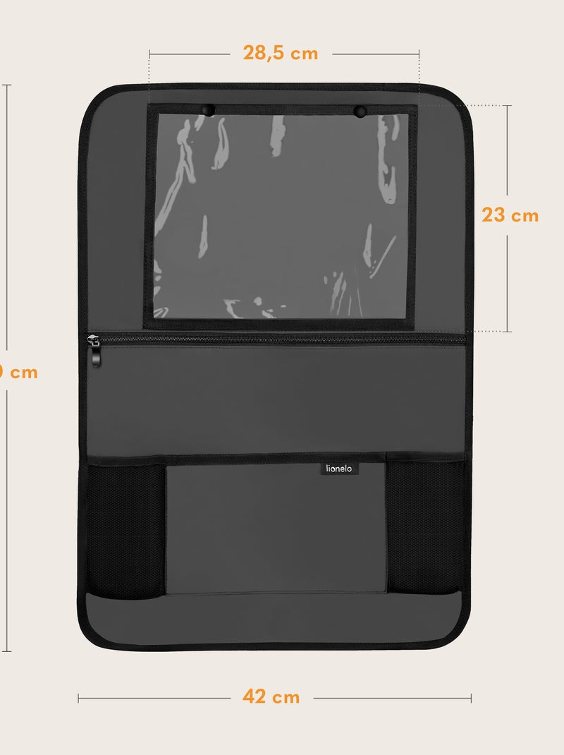 Organisateur de siège auto 2en1 LIONELO - Poche transparente - 5 poches de tailles différentes Gris - Kiabi