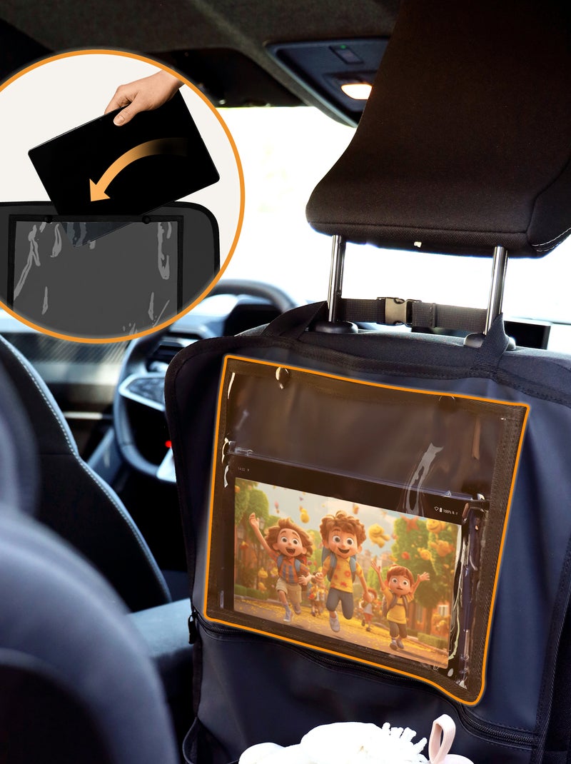 Organisateur de siège auto 2en1 LIONELO - Poche transparente - 5 poches de tailles différentes Noir - Kiabi
