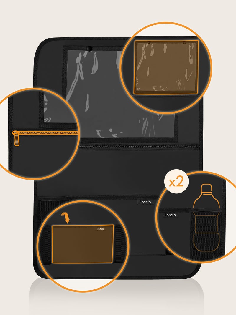 Organisateur de siège auto 2en1 LIONELO - Poche transparente - 5 poches de tailles différentes Noir - Kiabi