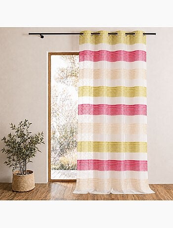 Organza-gordijn met fijne gekleurde horizontale strepen
