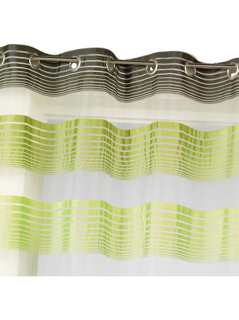 Organza-gordijn met fijne gekleurde horizontale strepen Lindegroen - Kiabi