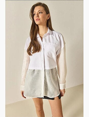 Organza tule detail oversized shirt lucci