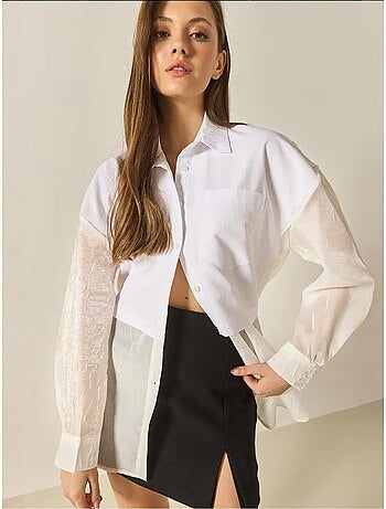 Organza tule detail oversized shirt lucci
