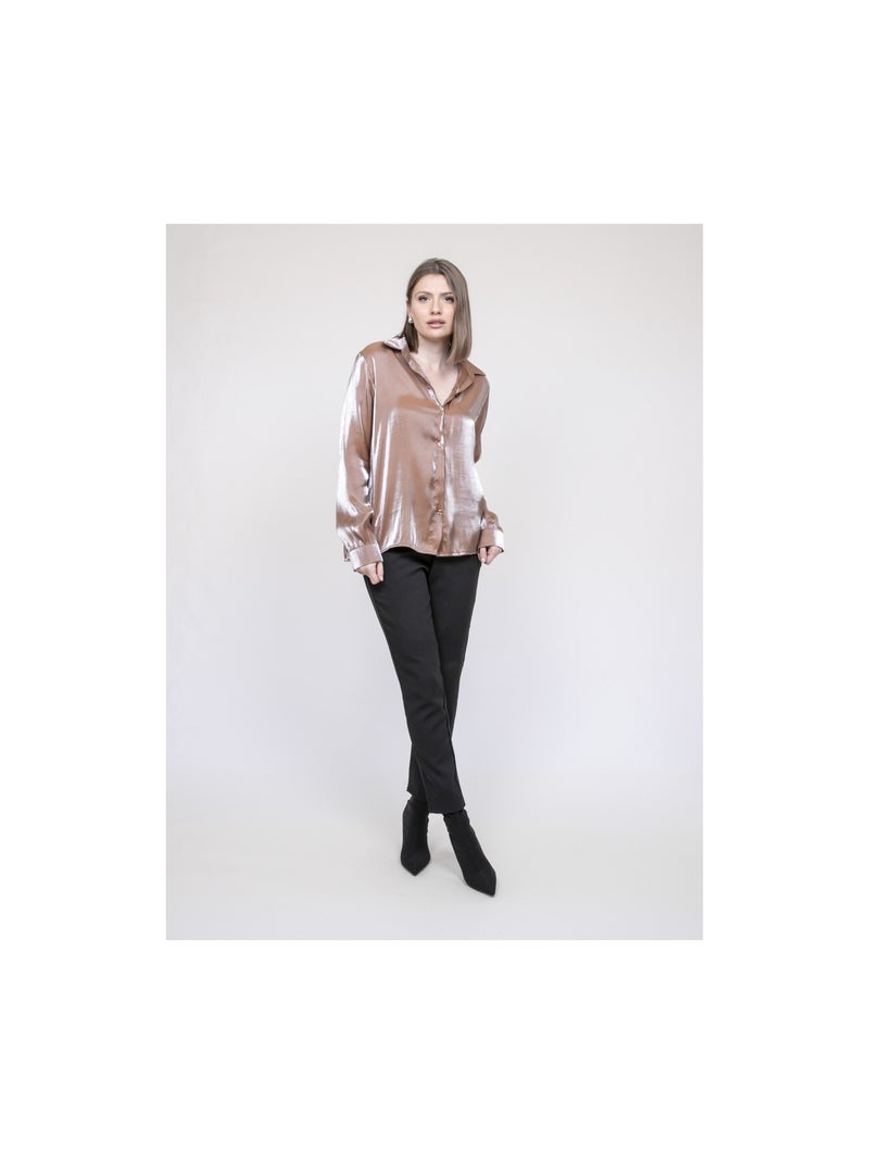 Oriana iriserend shirt Bruin - Kiabi
