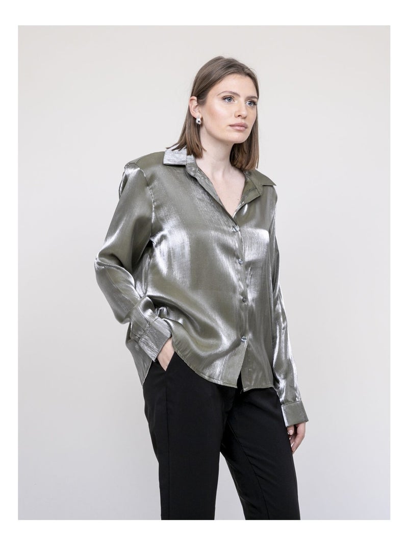 Oriana iriserend shirt Kaki - Kiabi