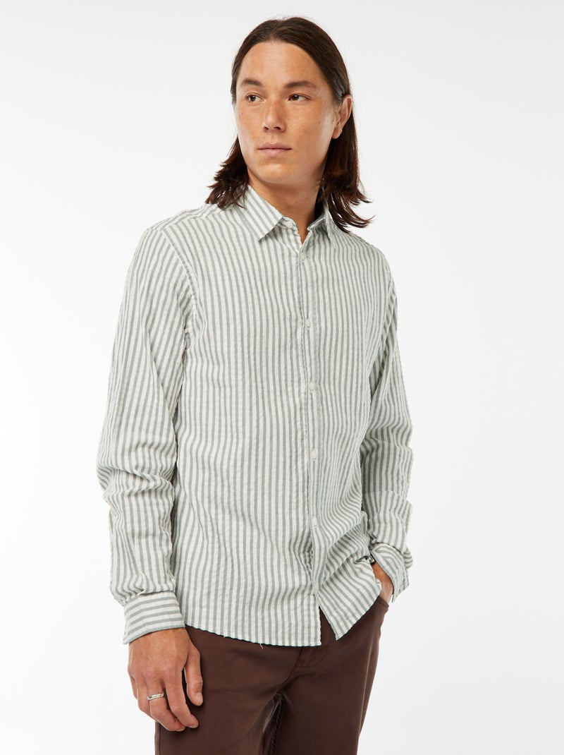 Originele blouse met lange mouw en een comfortabele snit Kaki - Kiabi