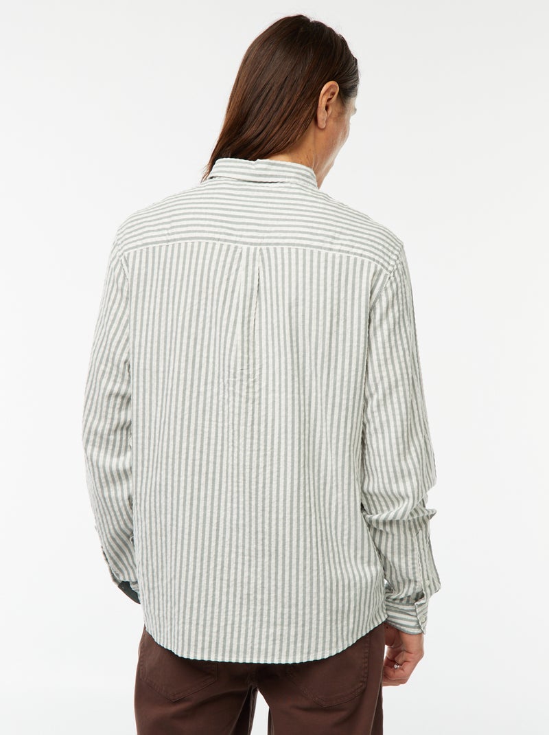 Originele blouse met lange mouw en een comfortabele snit Kaki - Kiabi
