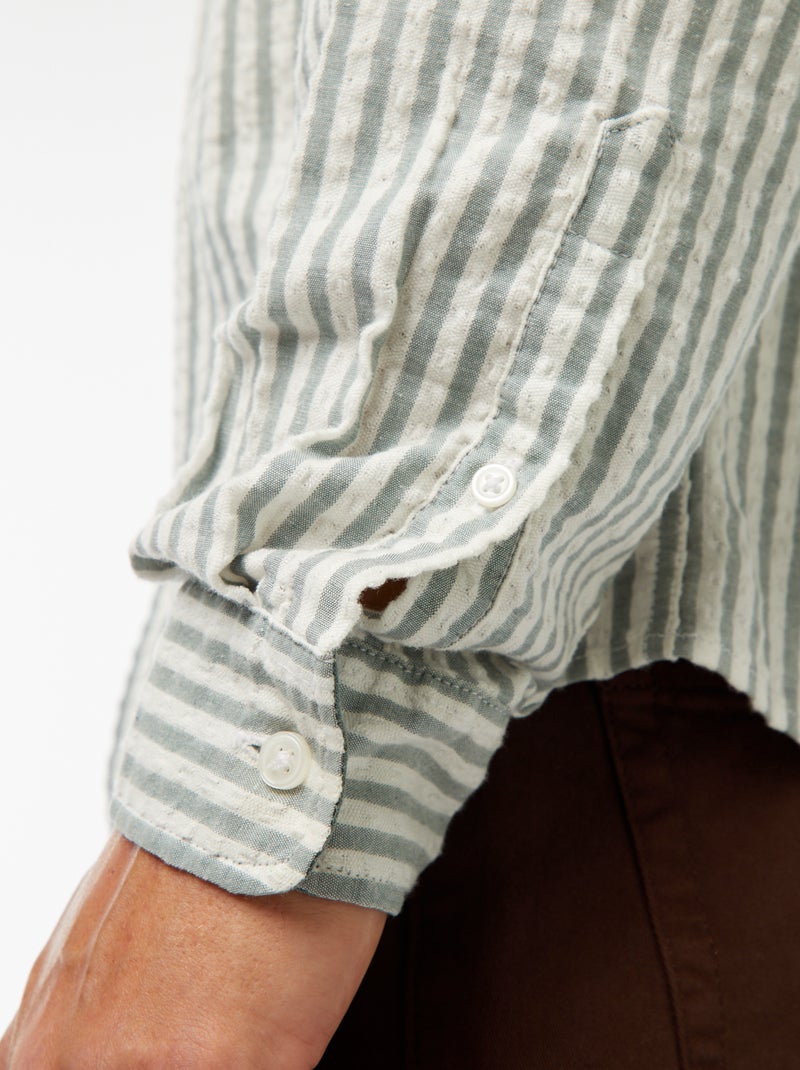 Originele blouse met lange mouw en een comfortabele snit Kaki - Kiabi