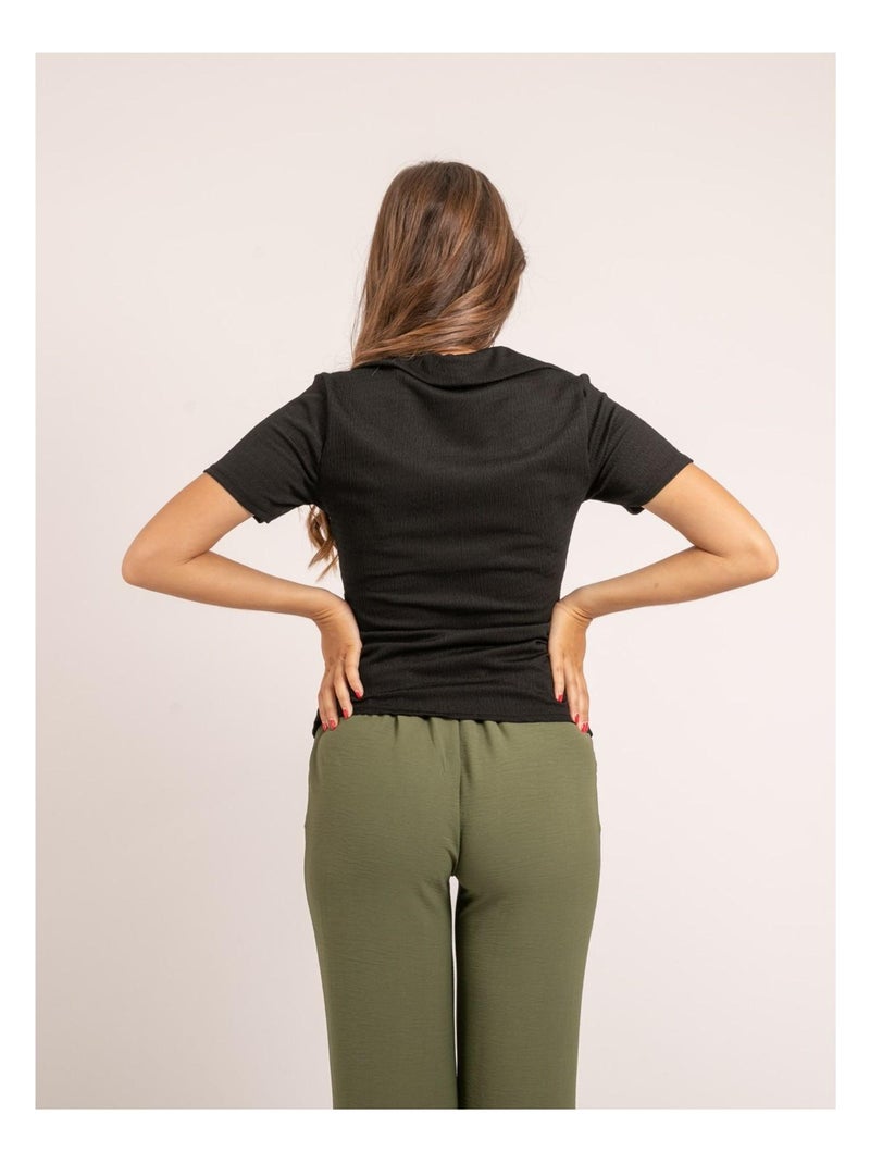 Orla shirt met korte mouwen Zwart - Kiabi
